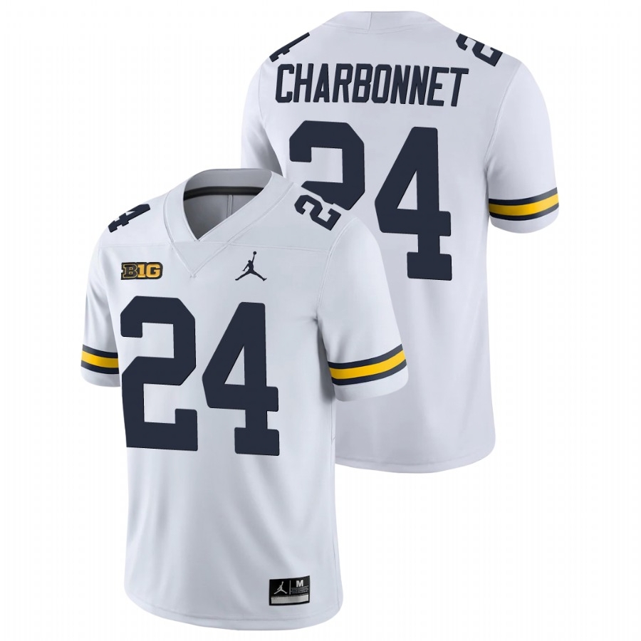 Michigan Wolverines Men's NCAA Zach Charbonnet #24 White Game College Football Jersey IGP2749QL
